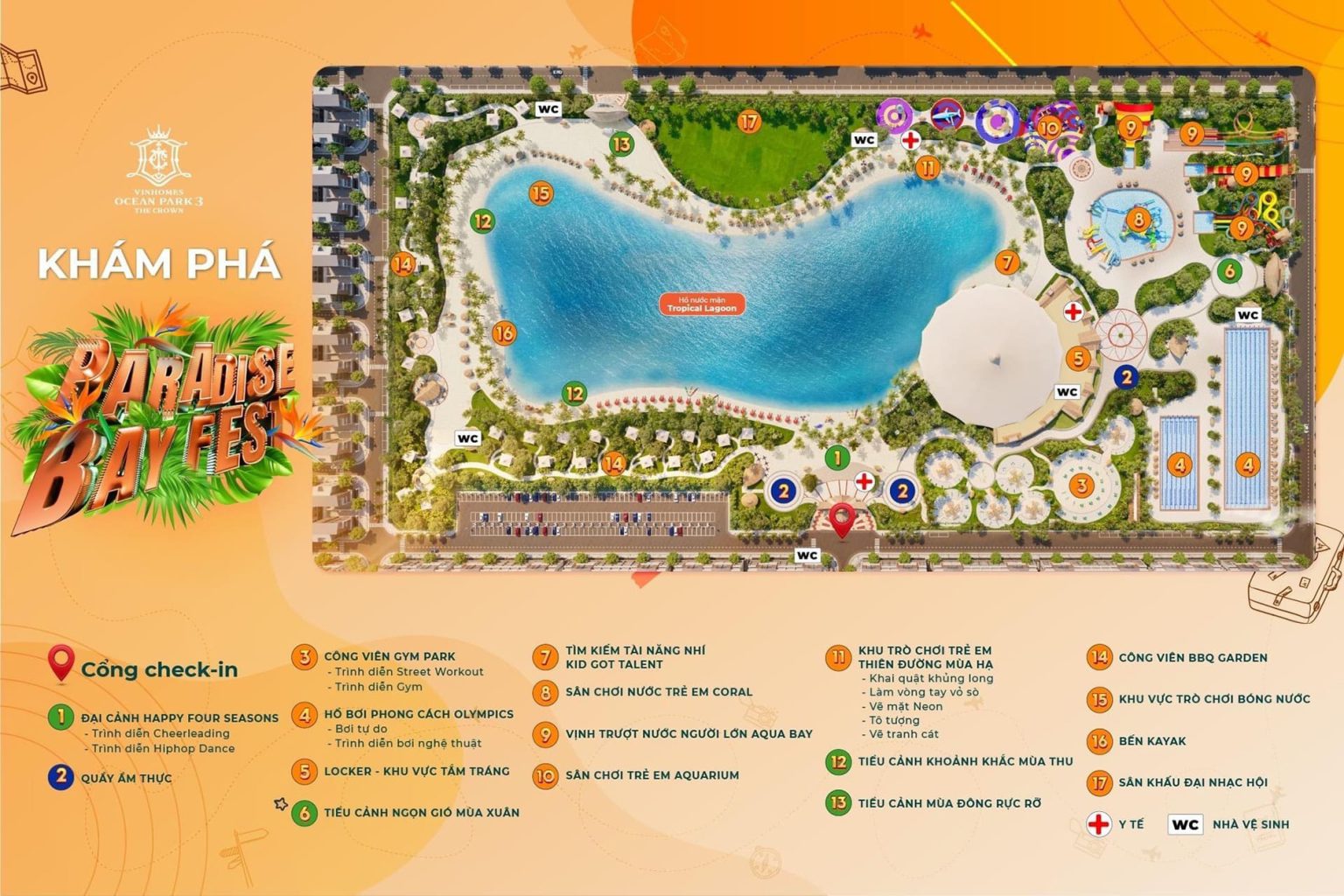 Sơ đồ tiện ích phân bổ tại vinhomes ocean park 3